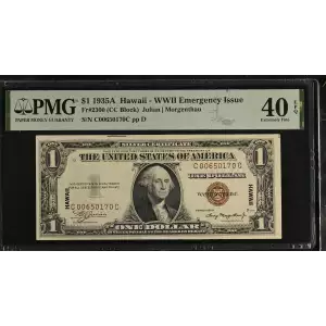 $1 1935-A brown seal Emergency Notes Issued During WW2 2300