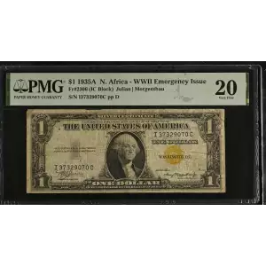 $1 1935-A yellow seal Emergency Notes Issued During WW2 2306