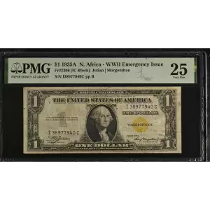 $1 1935-A yellow seal Emergency Notes Issued During WW2 2306