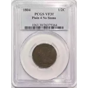 1804 1/2C Plain 4 No Stems, BN