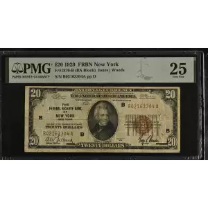 $20 1929 brown seal Small Federal Reserve Bank Notes 1870-B