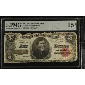 $5 1891 Small Red Treasury or Coin Notes 364