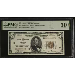 $5 1929 brown seal Small Federal Reserve Bank Notes 1850-G
