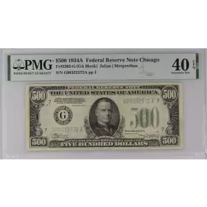 $500 1934-A.  High Denomination Notes 2202-G