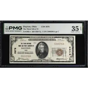 $20 1929 small brown seal. Small National Bank Notes 1802-1 (2)